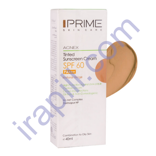 کرم ضدآفتاب رنگی فاقد چربی SPF 60 بژ طبیعی پریم 40 میلی لیتر