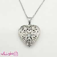 گردنبند دخترانه طرح قلب بازشو نقره ای