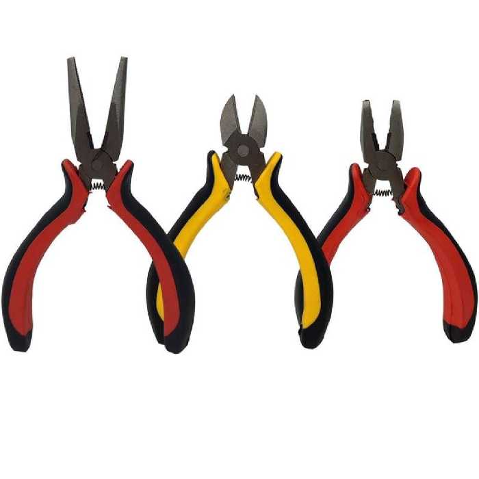 انبر دست و سیم چین و دم باریک مینی سایز 4.5 اینچ  مجموعه 3 عددی 