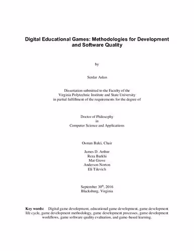 خرید و دانلود نسخه کامل کتاب Digital Educational Games: Methodologies for Development and Software Quality