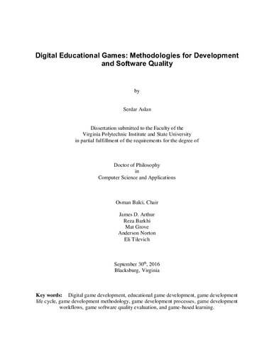 خرید و دانلود نسخه کامل کتاب Digital Educational Games: Methodologies for Development and Software Quality
