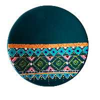 بشقاب دیوار کوب سفالی طرح گلیم مدل دایره کد 66