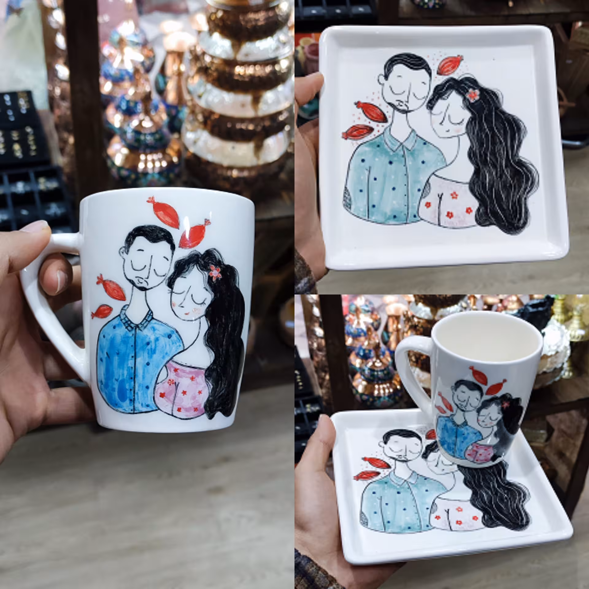 ست فانتزی  ماگ و زیر ماگی سرامیکی (نقاشی دستی)