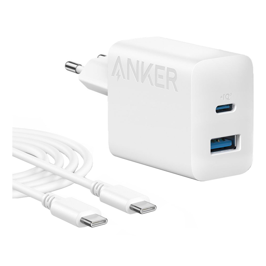 خرید و قیمت شارژر دیواری 20 وات انکر B2348 به همراه کابل USB Type-C به USB Type-C
