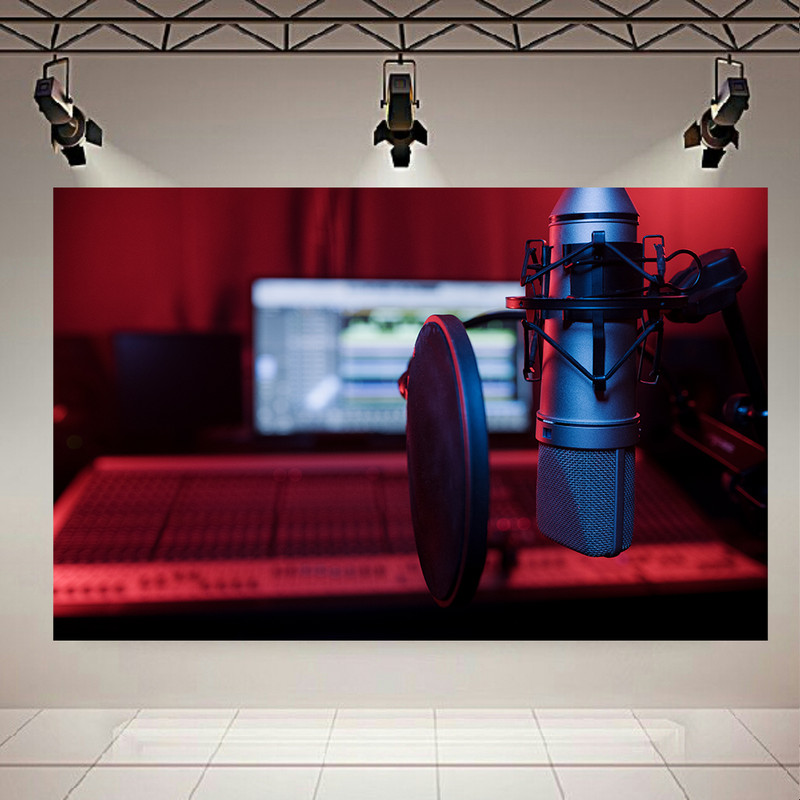 تابلو شاسی مخمل طرح استودیو مدل میکروفون کد AR31278 | دنیای قاب