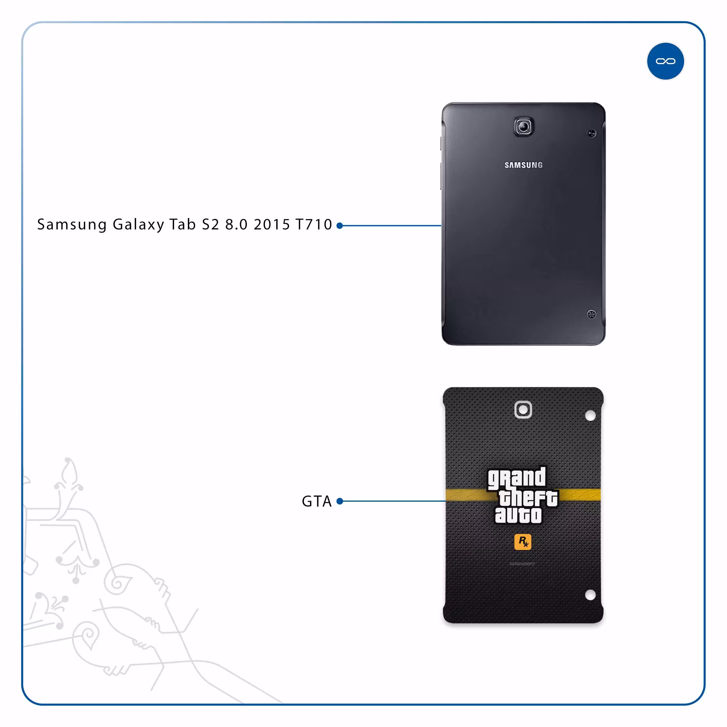 برچسب پوششی ماهوت مدل Gta-Game مناسب برای تبلت سامسونگ Galaxy Tab S2 8.0 2015 T710
