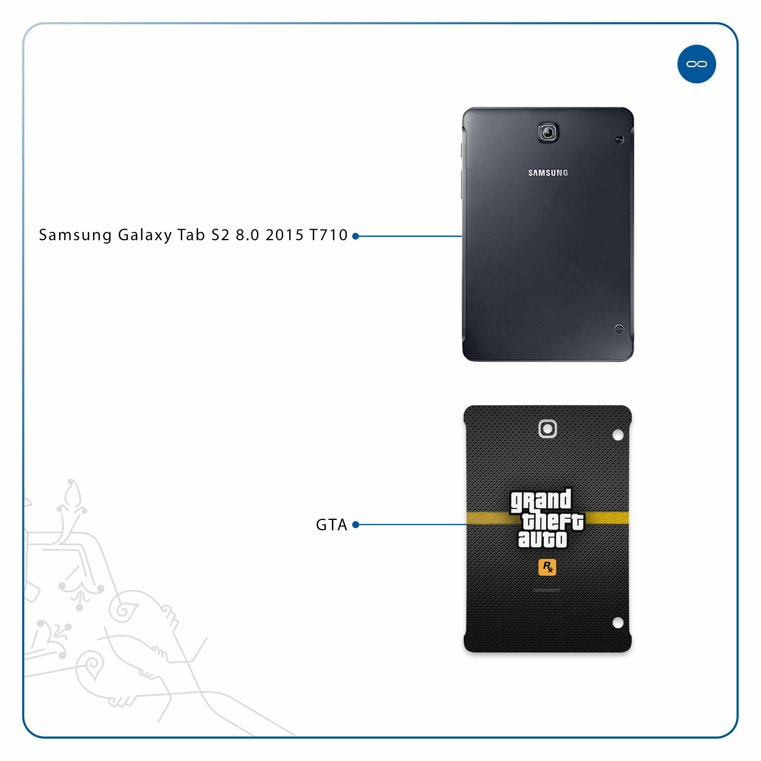 برچسب پوششی ماهوت مدل Gta-Game مناسب برای تبلت سامسونگ Galaxy Tab S2 8.0 2015 T710