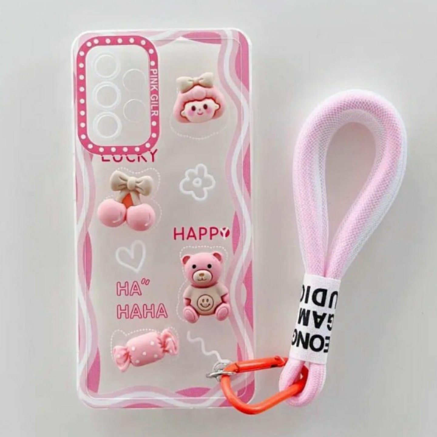 کاور مدل خرس و دختر مناسب برای گوشی موبایل سامسونگ GALAXY A72 به همراه بند