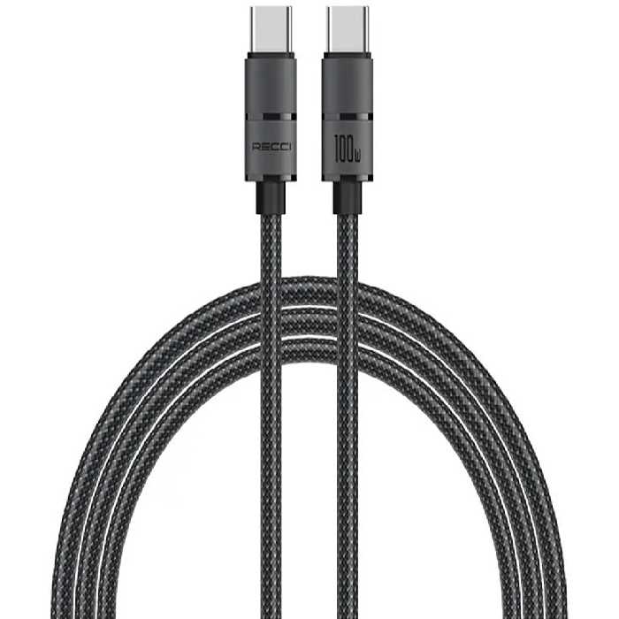 کابل سوپر فست شارژ 100 وات تایپ سی به تایپ سی 1.2 متری رسی RECCI RS08CC 100W