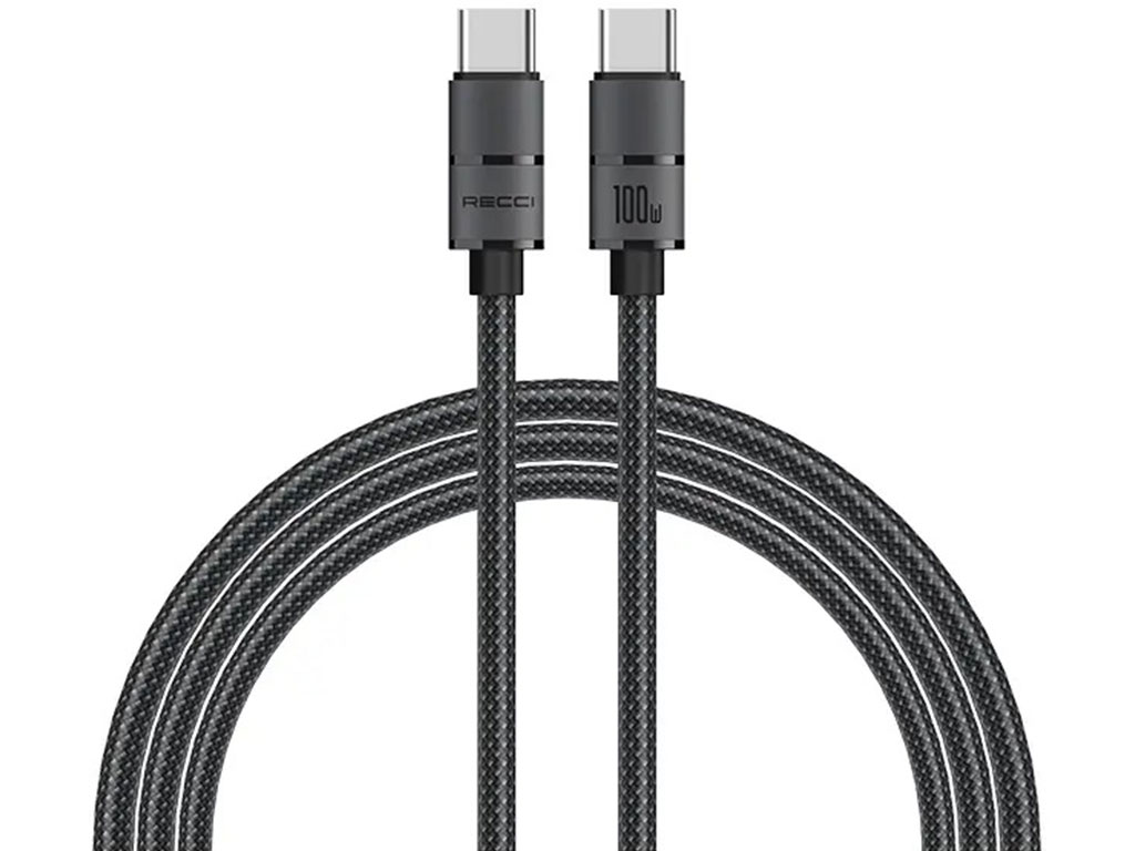کابل سوپر فست شارژ 100 وات تایپ سی به تایپ سی 1.2 متری رسی RECCI RS08CC 100W
