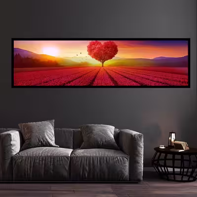 تابلو بکلیت طرح منظره دشت لاله مدل کشیده B-7616