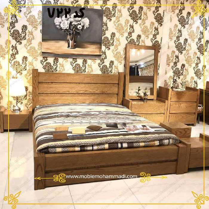 سرویس خواب ام دی اف کد722شامل تخت-میز آرایش-قاب آینه-پاتختی