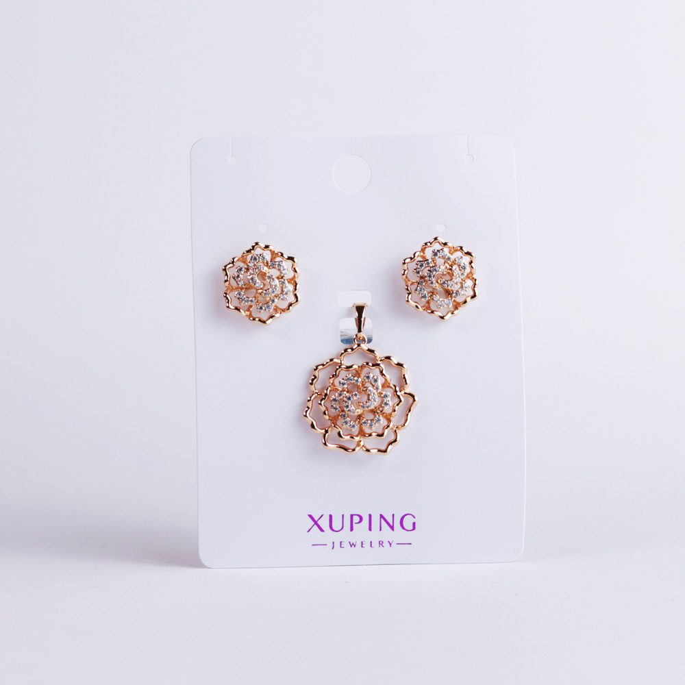 نیم ست گل رز نگین دار ژوپینگ کد 898 XUPING