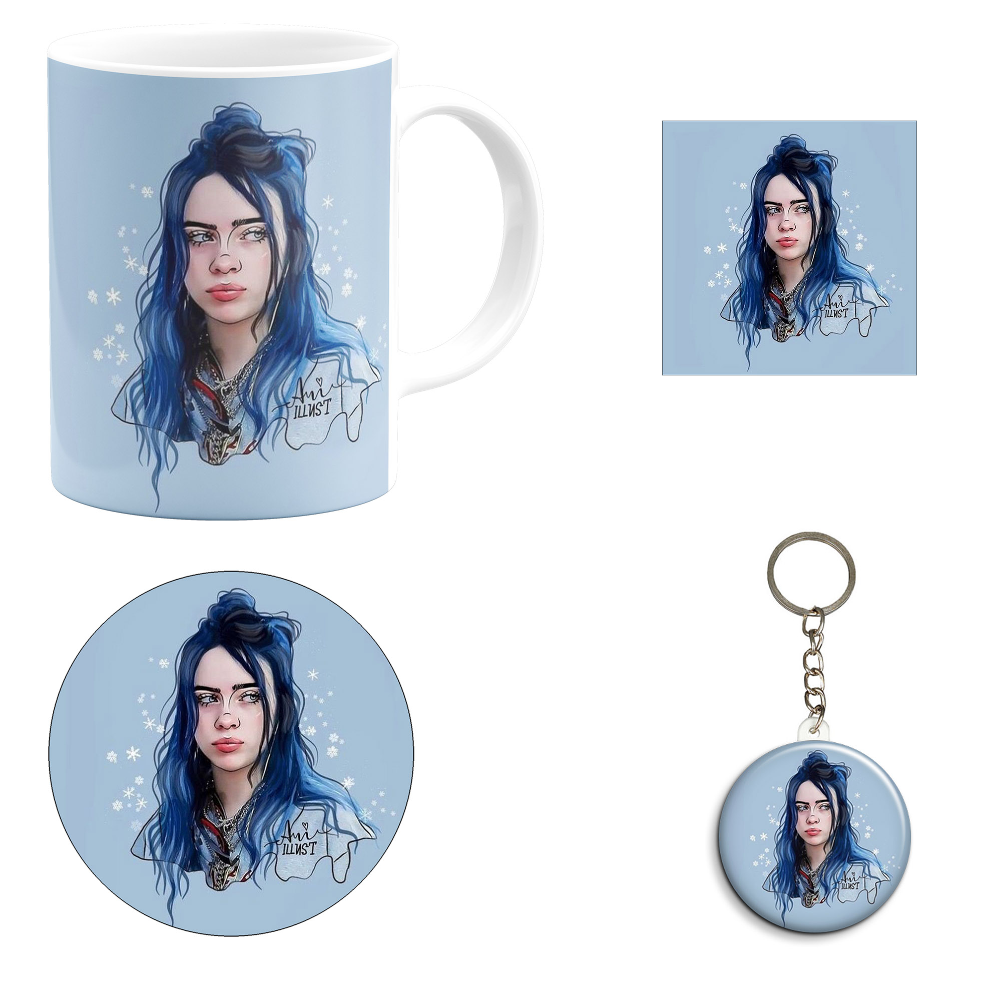 ست هدیه ماگ مدل بیلی ایلیش طرح billie eilish کد M13