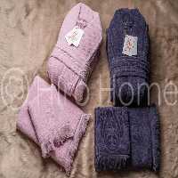 حوله ست دو نفره طرح بونیتو رنگ بادمجونی و یاسی