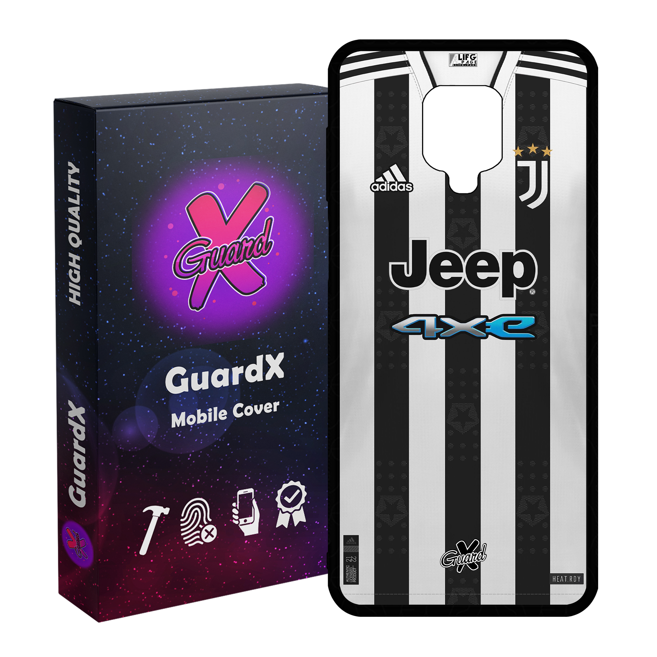 کاور گارد ایکس طرح یوونتوس مدل Glass50357 مناسب برای گوشی موبایل شیائومی Redmi Note 9S / Note 9 Pro / Note 9 Pro Max