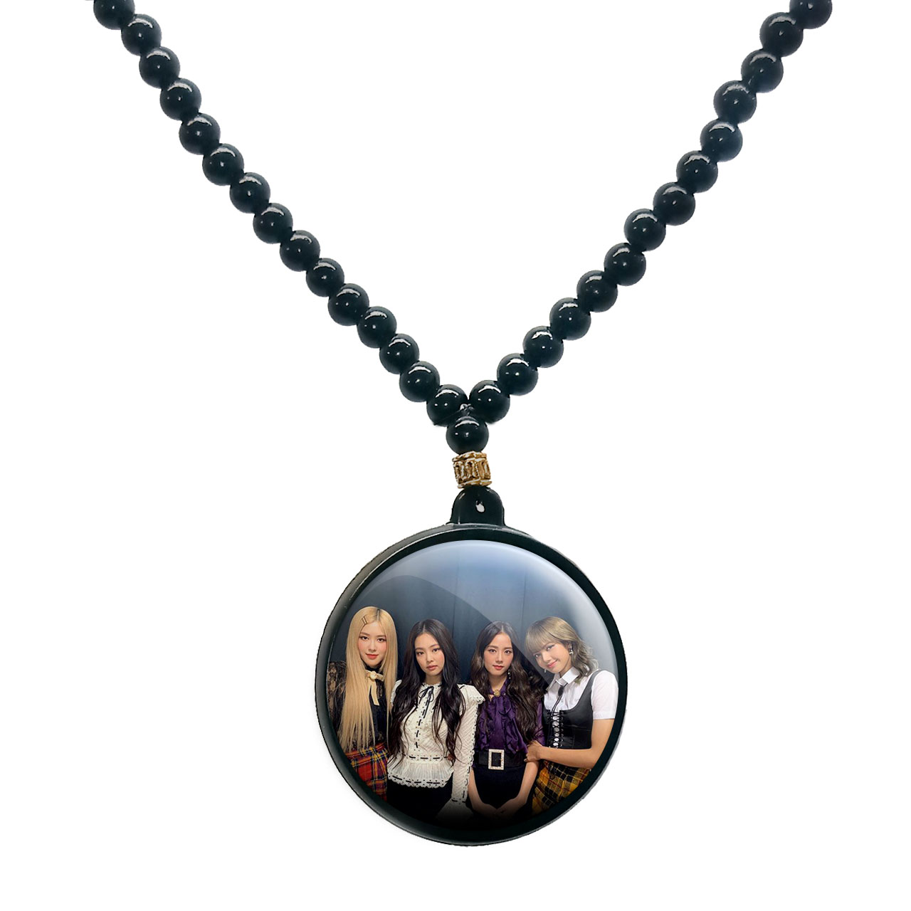 گردنبند پرمانه طرح بلک پینک کد pmd.18138 مدل دو طرفه