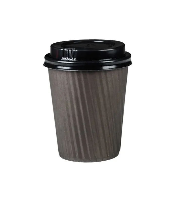 لیوان یکبار مصرف مدل کاغذی دوجداره درب دار 220cc بسته 300 عددی