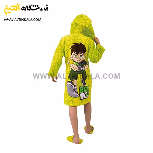 حوله پالتویی بچه گانه پودایران طرح بن تن هیرو زرد سایز 90