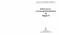 خرید و دانلود نسخه کامل کتاب First Leaves: A tutorial introduction to Maple V