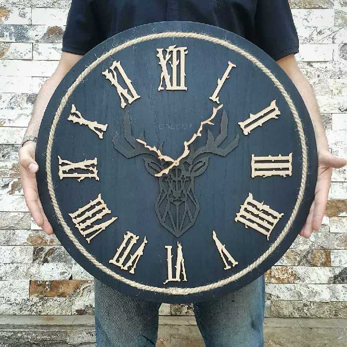 ساعت دیواری چوبی بلوط مدل زاگرس  (zagros ) با موتور تایوانی با کیفیت قطر 60 