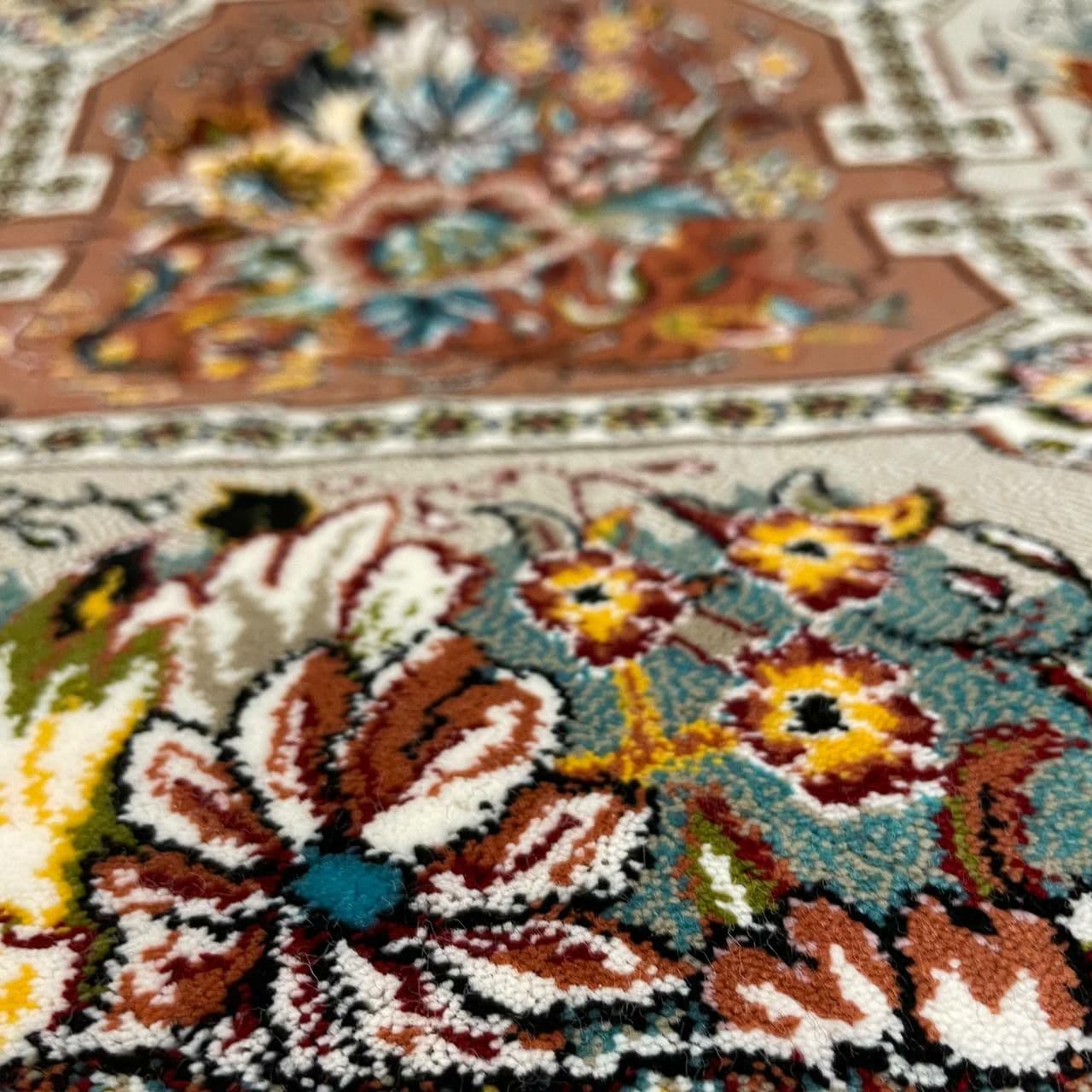 فرش ماشینی قالی تارا مدل خشتی زمینه سرمه ای