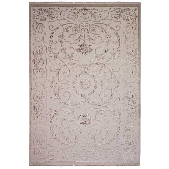 فرش ماشینی زمرد مشهد کد DI04 زمینه کرم