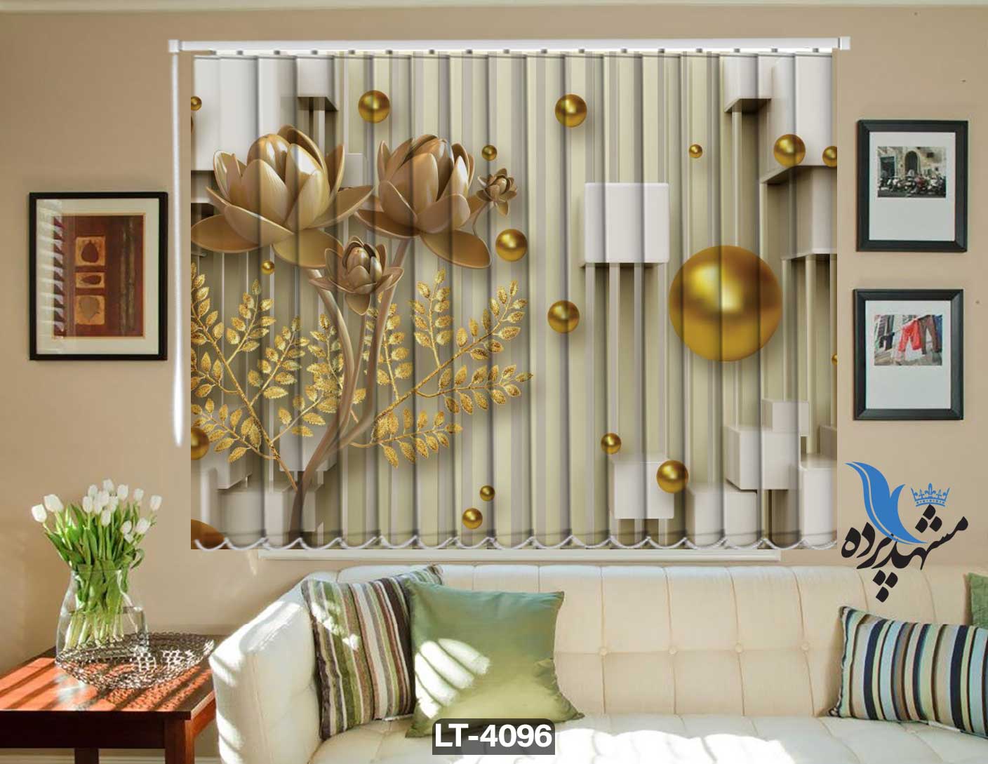 پرده لوردراپه تصویری گل LT4096