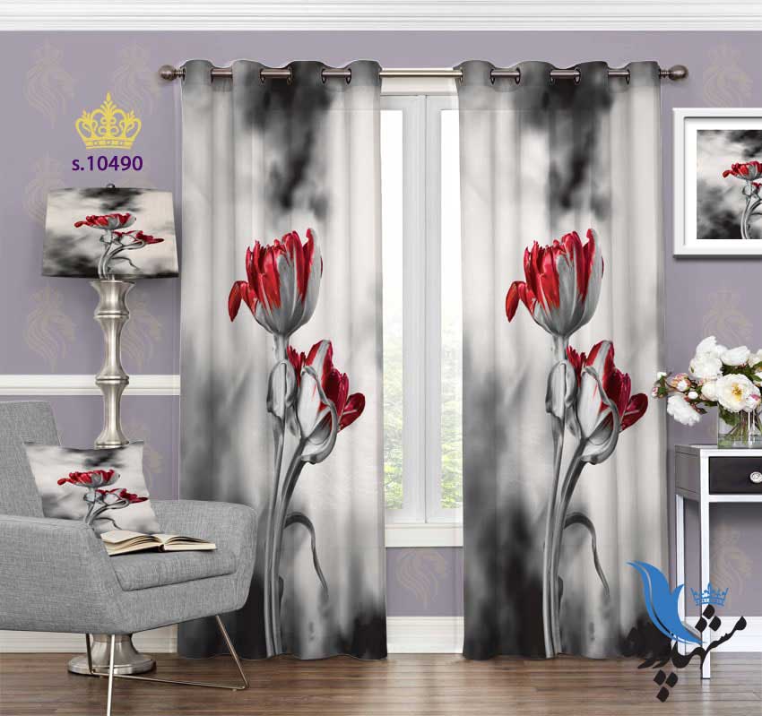 پرده پانچ طرح گل S10490
