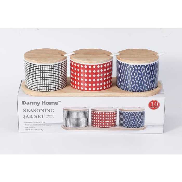 ست 3 عددی بانکه زیربامبو قاشق دار سرامیکی دنی هوم