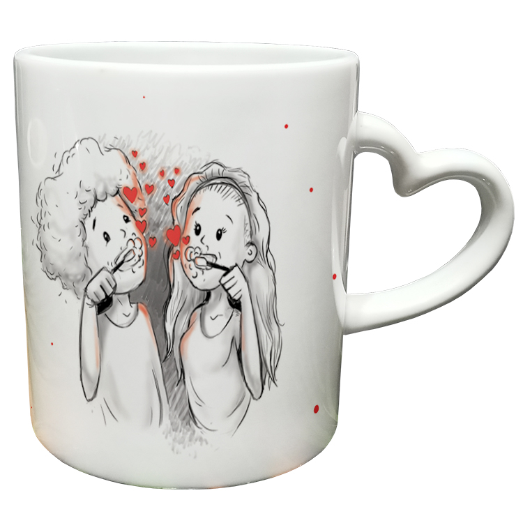 ماگ مدل دسته قلبی طرح عاشقانه کد 132