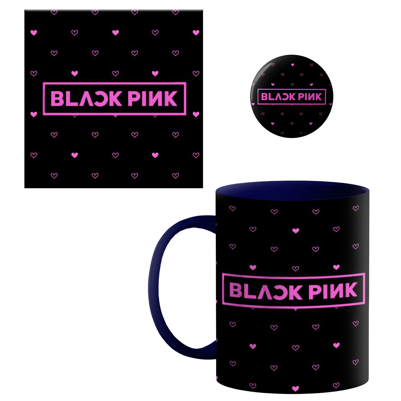 ماگ طرح بلک پینک کد 0120 به همراه زیر لیوانی و پیکسل