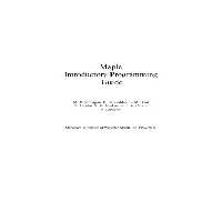 خرید و دانلود نسخه کامل کتاب Maple 12 Introductory Programming Guide