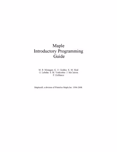 خرید و دانلود نسخه کامل کتاب Maple 12 Introductory Programming Guide