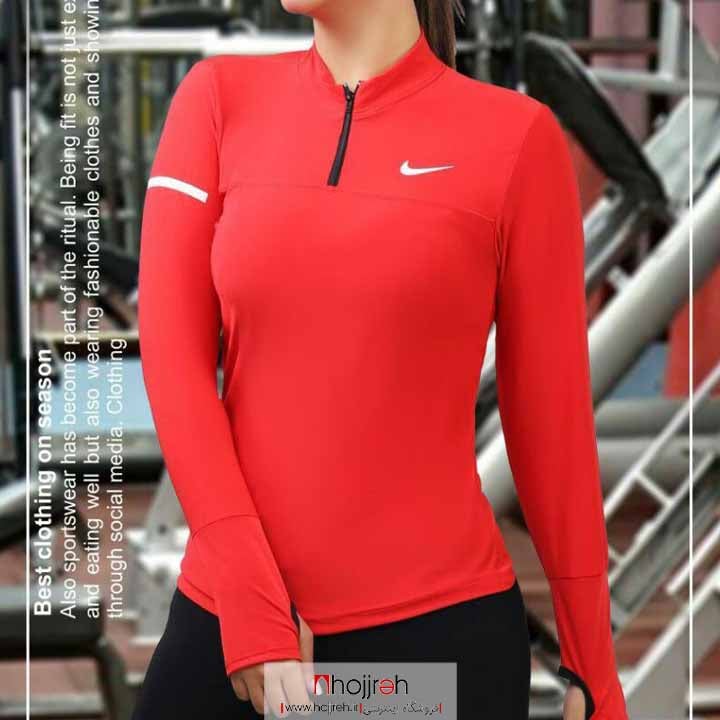 اطلاعات ، قیمت و خرید تیشرت آستین بلند استرج فینگر دار زنانه قرمز NIKE کد VM02