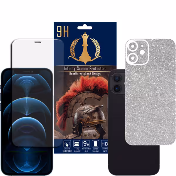 برچسب پوششی اینفینیتی مدل PR MAX مناسب برای گوشی موبایل اپل iPhone 12 MINI به همراه محافظ صفحه نمایش