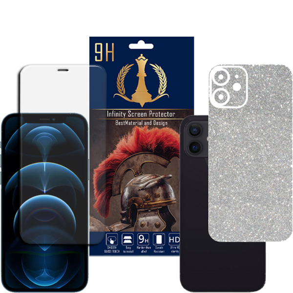 برچسب پوششی اینفینیتی مدل PR MAX مناسب برای گوشی موبایل اپل iPhone 12 MINI به همراه محافظ صفحه نمایش