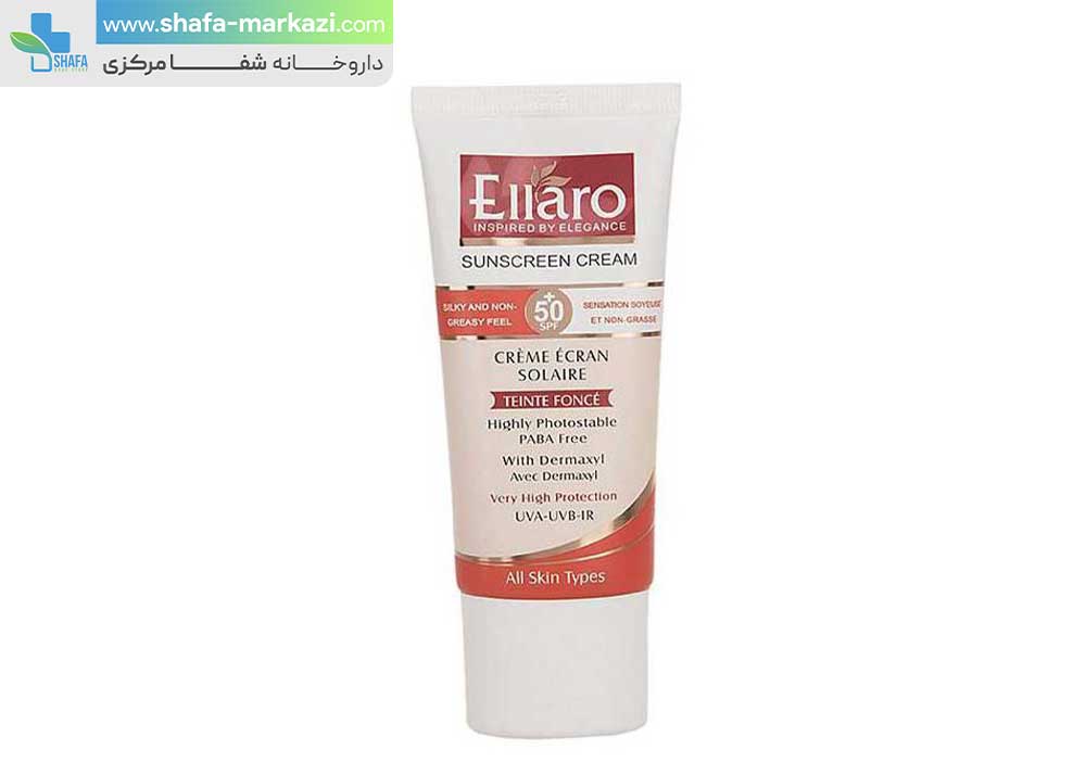 کرم ضد آفتاب الارو SPF 50 انواع پوست بژ طبیعی | Ellaro teinte claire oil free sun protection cream SPF50