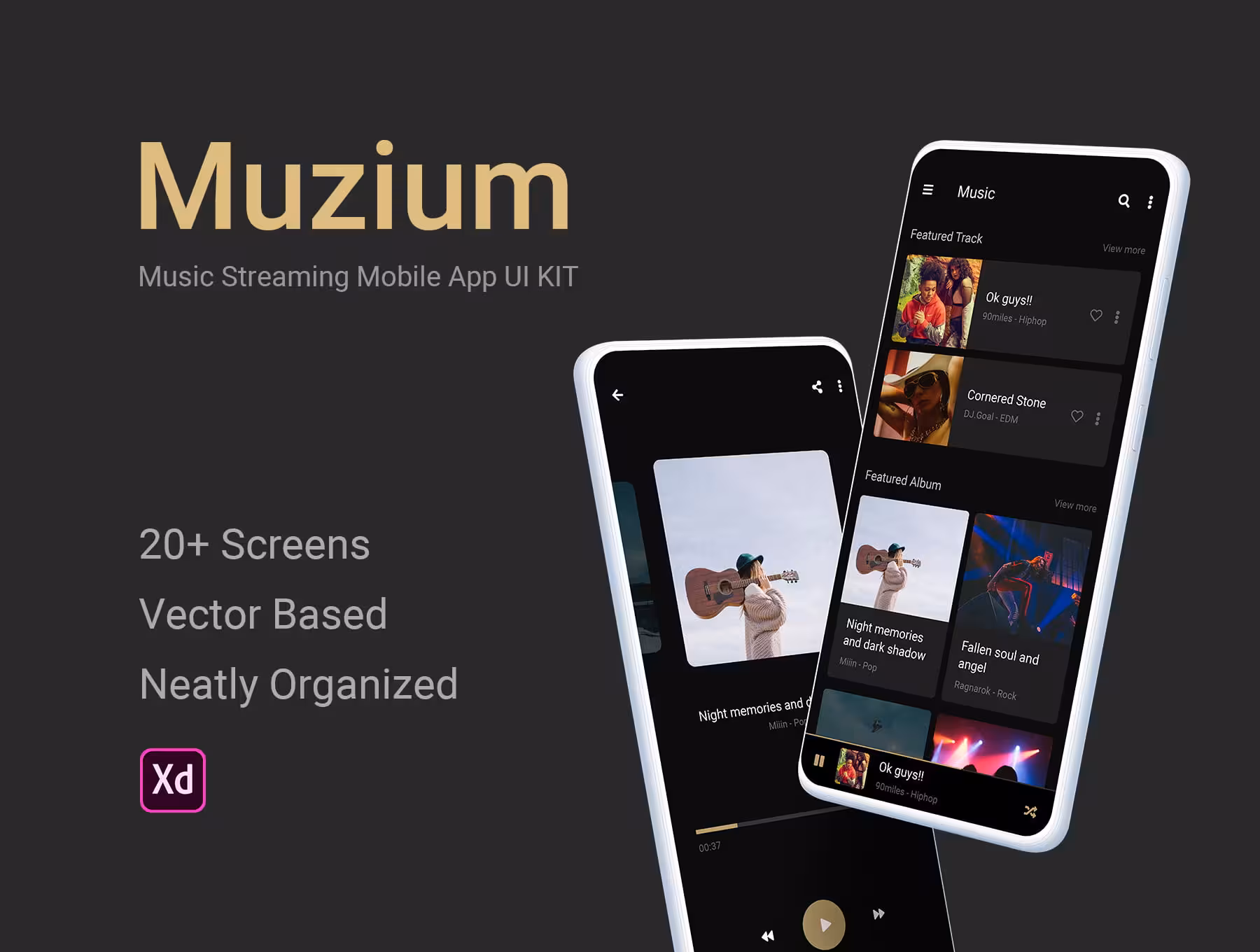 دانلود کیت رابط کاربری اپلیکیشن استریم موزیک Muzium