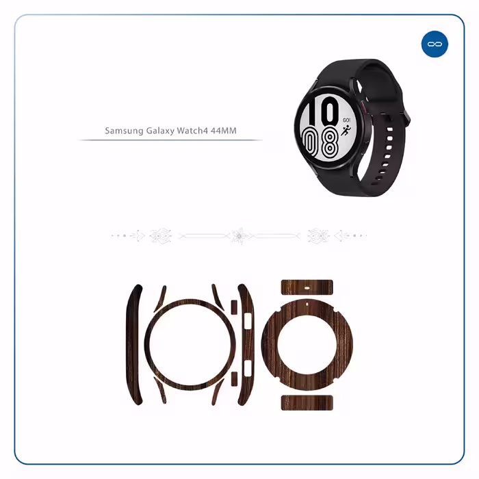 برچسب ماهوت طرح Dark Walnut Wood مناسب برای ساعت هوشمند سامسونگ Watch4 44mm