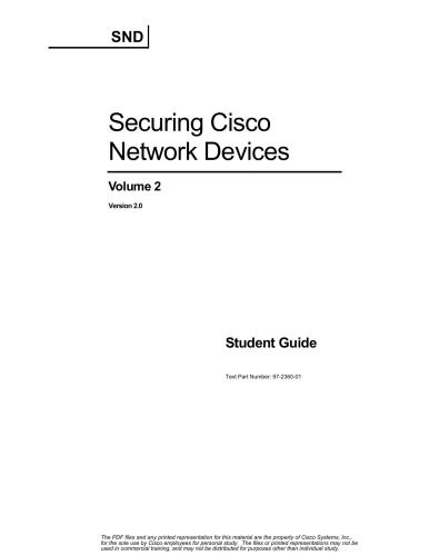 خرید و دانلود نسخه کامل کتاب Securing Cisco Network Devices. Volume 2. Student Guide