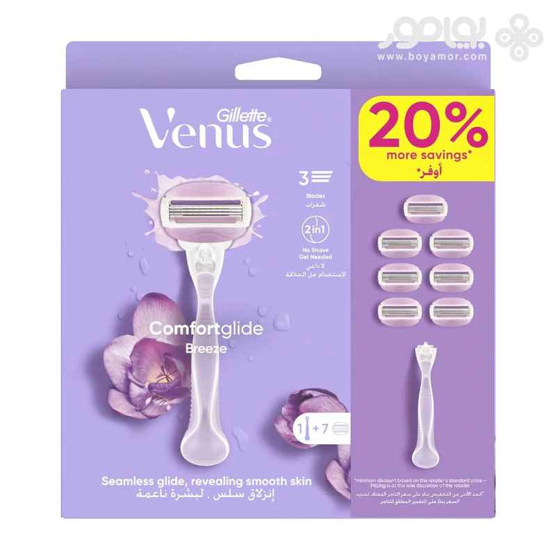 تیغ اصلاح ژیلت ونوس مدل Comfortglide Breeze با 7 یدک