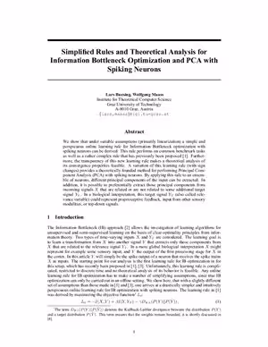 خرید و دانلود نسخه کامل کتاب Simplified Rules and Theoretical Analysis for Information Bottleneck Optimization and PCA with Spiking Neurons