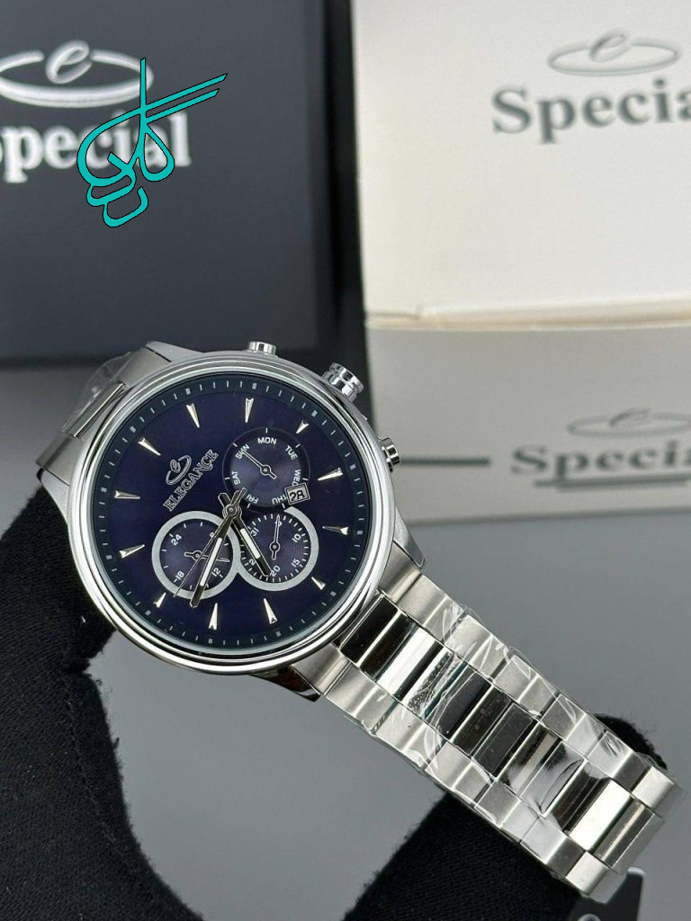 خرید ساعت مردانه Elegance الگانس موتور اصلی کیفیت عالی رنگ ثابت بند استیل کد 1923331 - ردگل