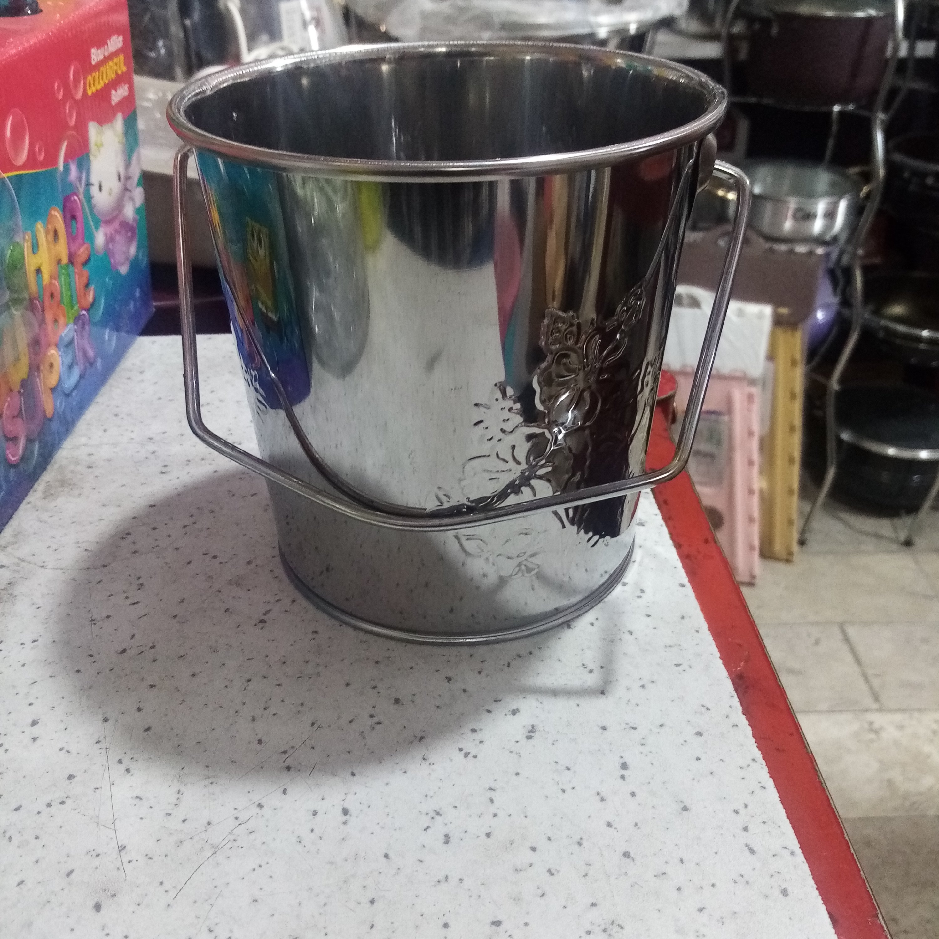 سطل اشغال دسته دار استیل کوچک