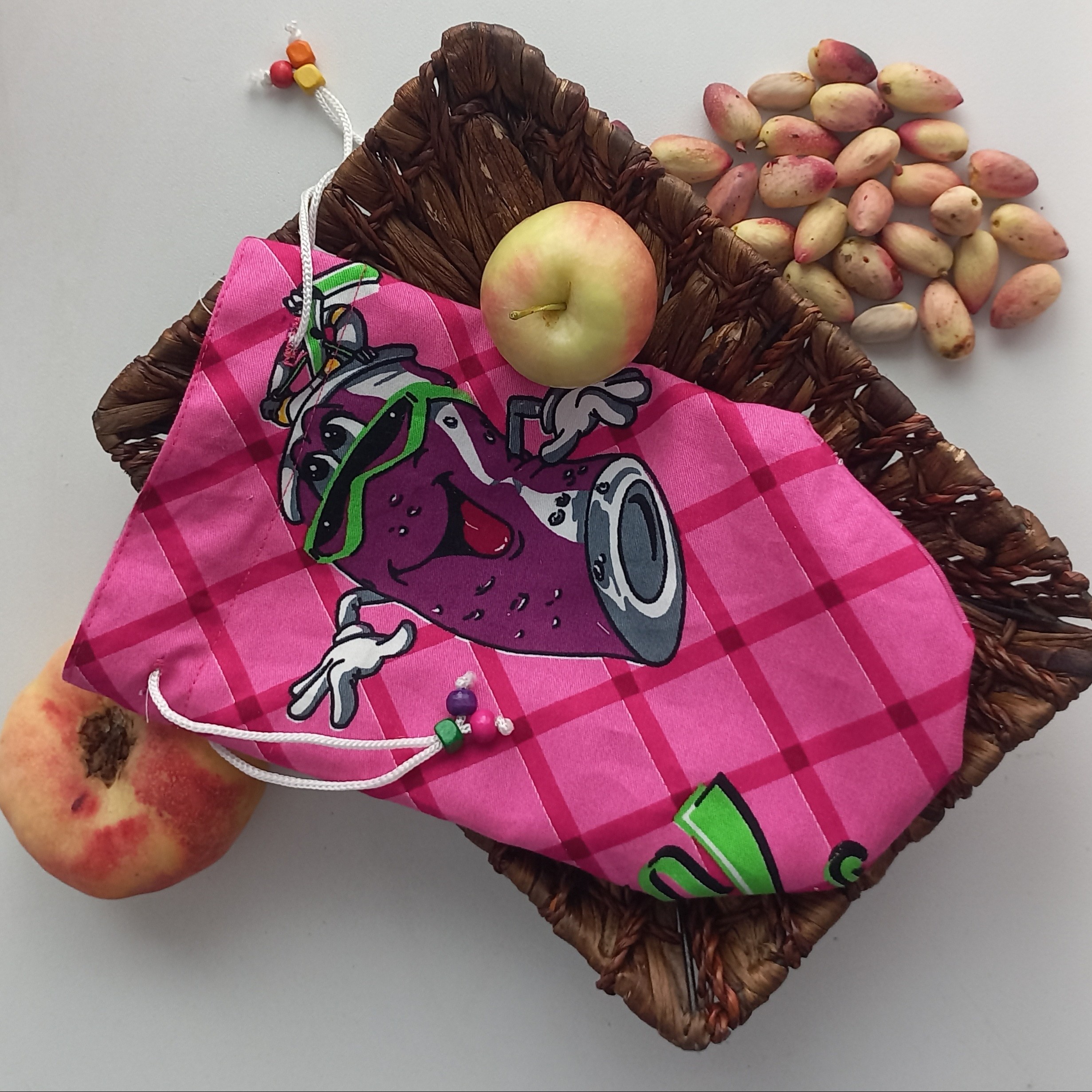 کیسه لقمه  پارچه ای15در25 سه لایه دارای یک لایه ضدآب مشمایی با دو لایه پارچه پنبه ای ارسال رایگان