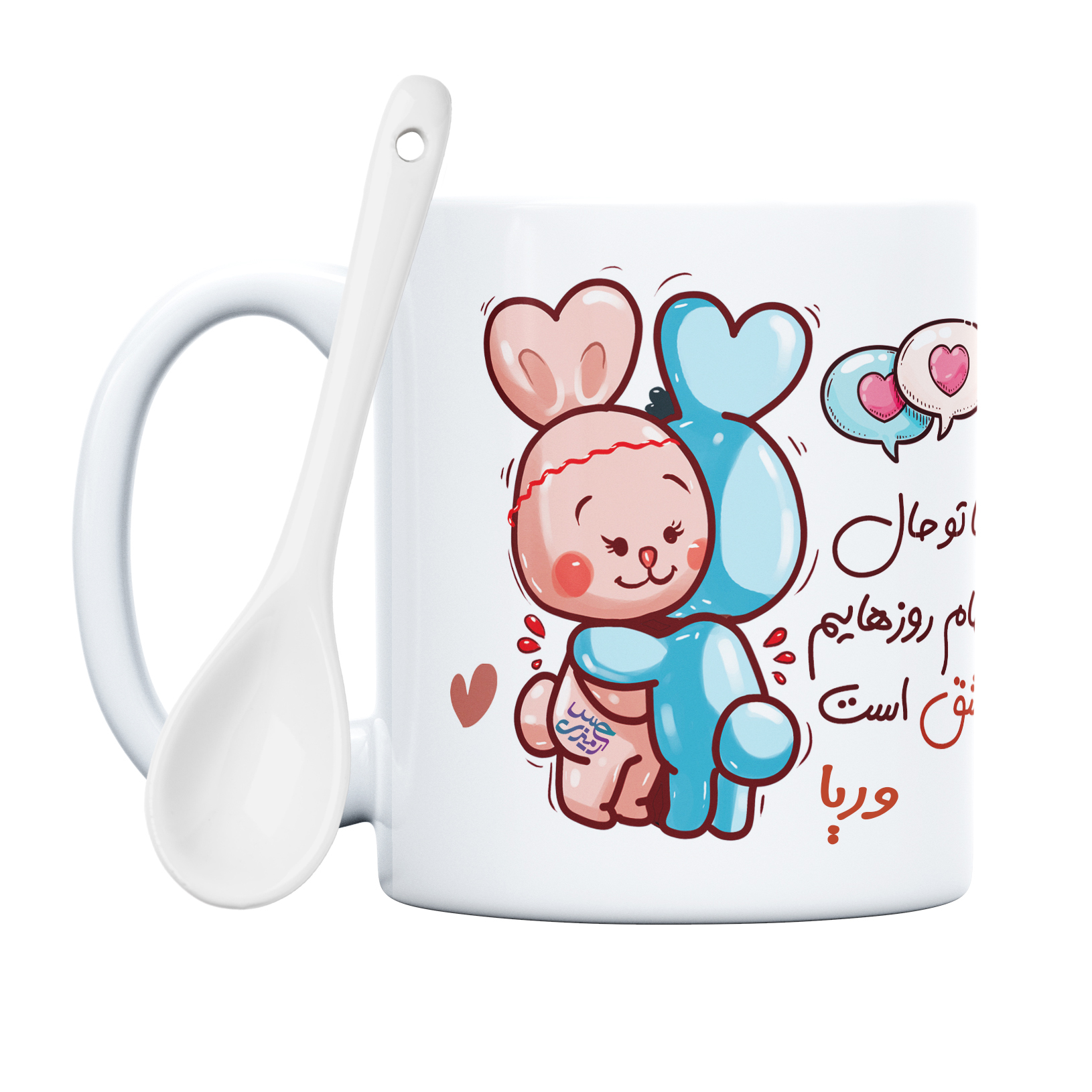 ماگ حس آمیزی طرح روز عشق خرگوشی مدل وریا 