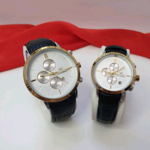 ساعت مچی ست مردانه و زنانه الگانس بند چرم ELEGANCE