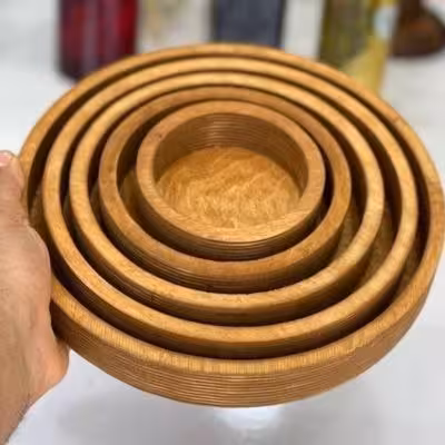 سینی 5 تیکه طرح دایره چوبی