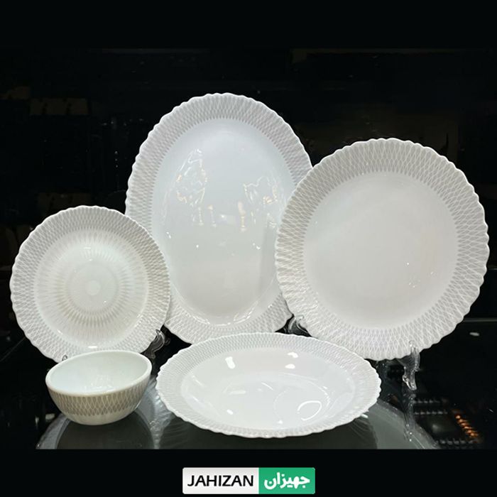 سرویس آرکوپال 25 پارچه دینو کد 28016 طرح خاکستری متال سفید